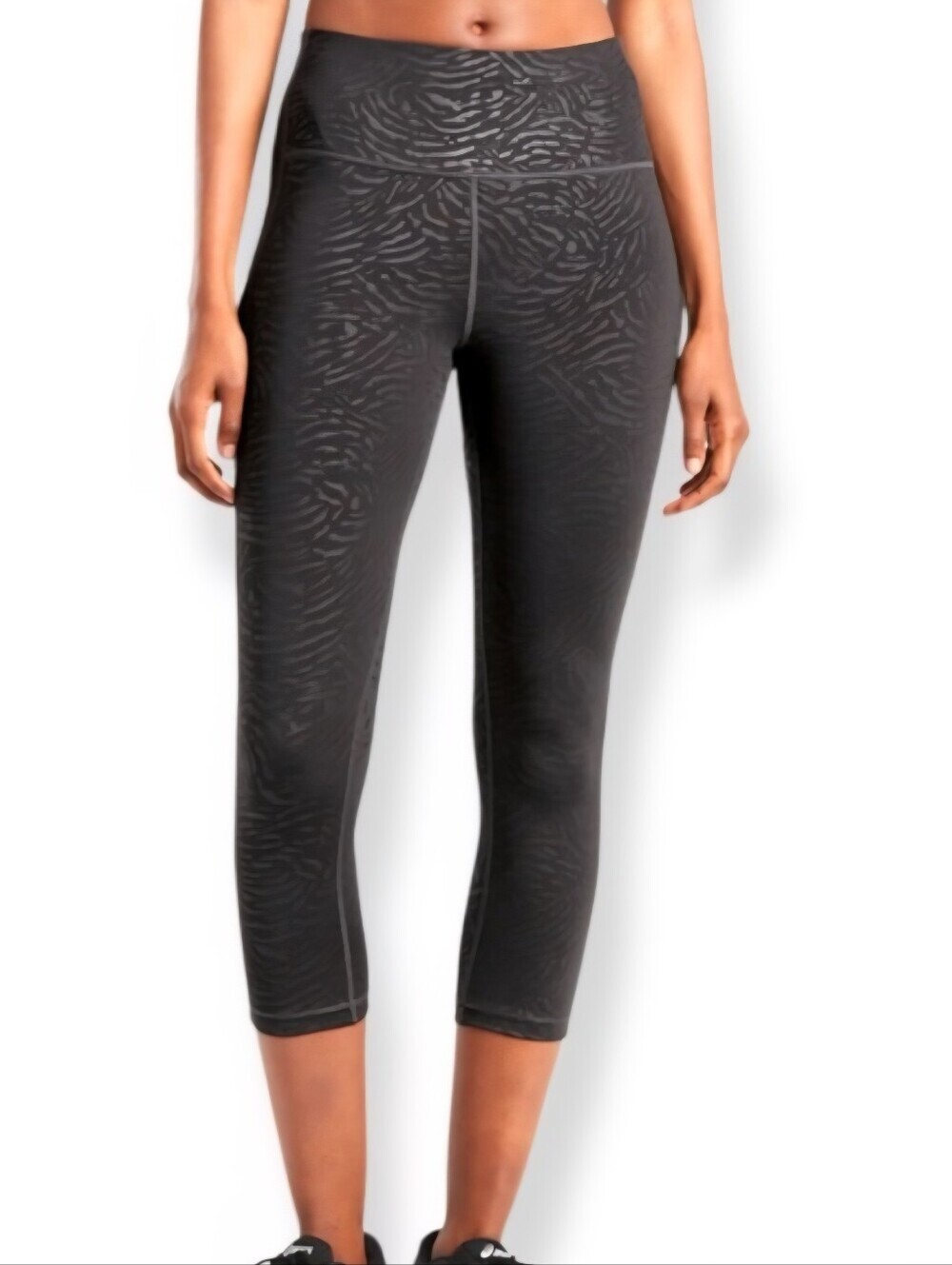 Athleta Ultimate Stash Pocket Embossed Capri Women's Small S Black Grey Athletic